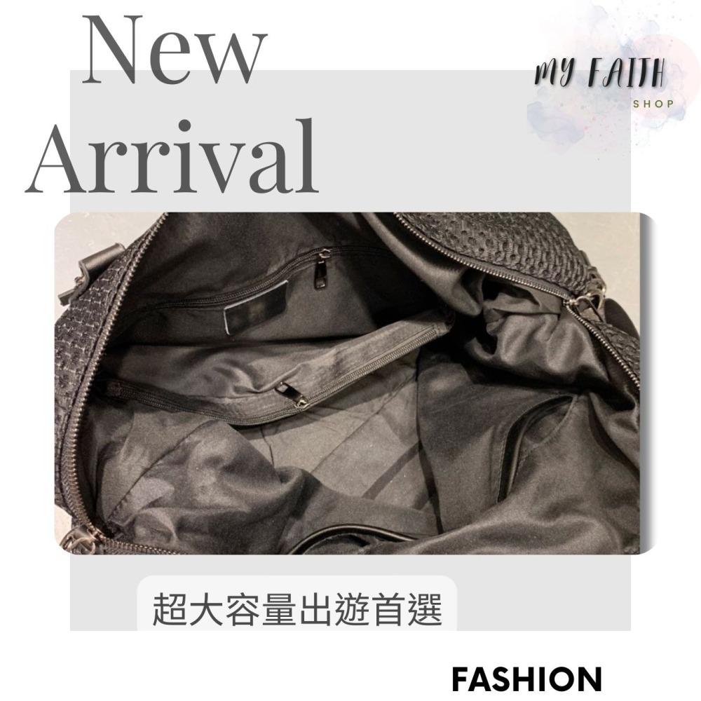 【MY FAITH】韓國時尚牛皮網布旅行袋 旅行包 摺疊包 媽媽包 大容量 購物袋 短途旅行包 行李袋 運動包 多用途-細節圖8