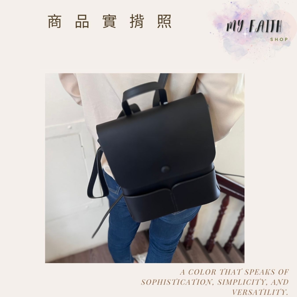 【MY FAITH】真皮多格層後背包 現貨 真皮絕美 高質感 通勤上班 素面純色  腋下包 相機包 INS 媽媽包 正韓-細節圖2