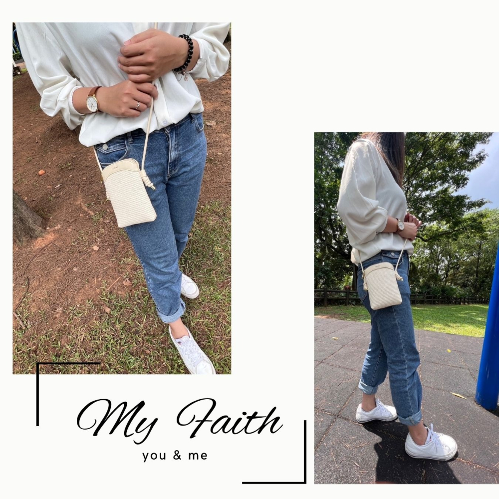 【MY FAITH】韓版編織手機包 現貨免運 台灣賣家  斜背包 女側背包 肩背包 腋下包 手機袋 INS 零錢包-細節圖2