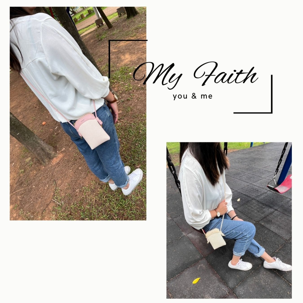 【MY FAITH】韓版編織手機包 現貨免運 台灣賣家  斜背包 女側背包 肩背包 腋下包 手機袋 INS 零錢包-細節圖4