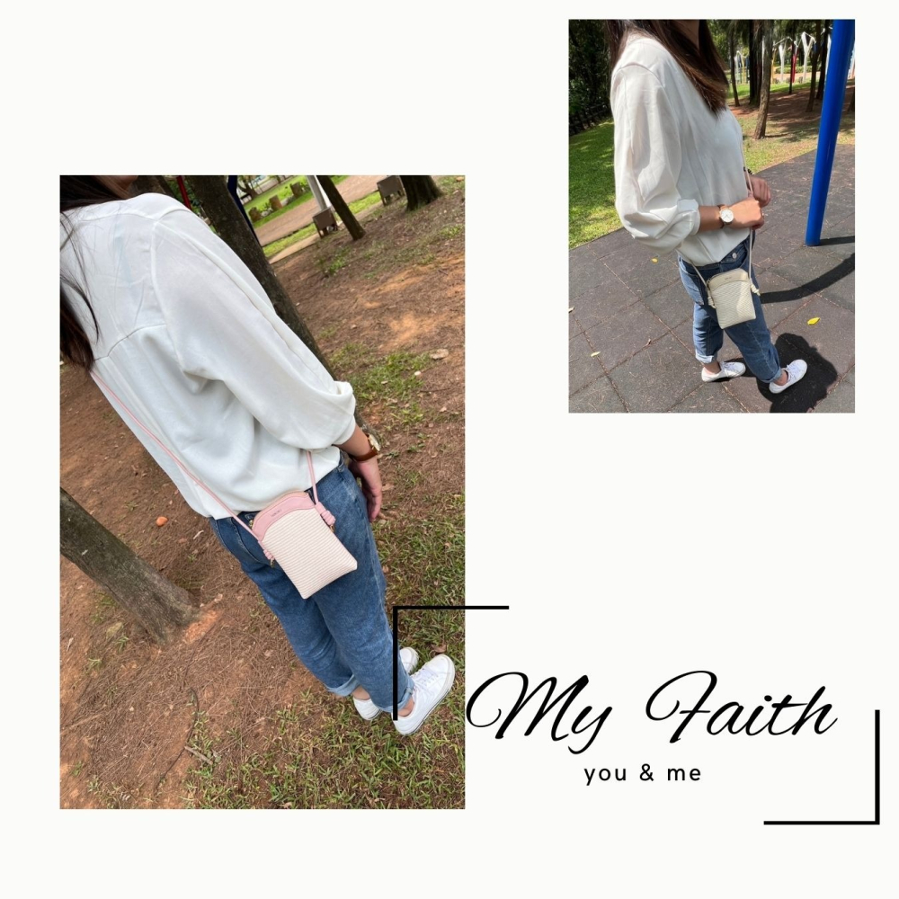 【MY FAITH】韓版編織手機包 現貨免運 台灣賣家  斜背包 女側背包 肩背包 腋下包 手機袋 INS 零錢包-細節圖5