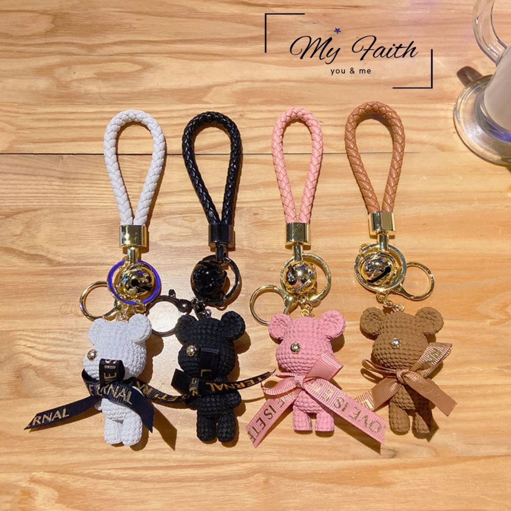 【MY FAITH】可愛蝴蝶結暴力熊吊飾鑰匙圈 裝飾包包 送禮 閨密同款 汽車鑰匙圈 手機吊飾-細節圖3