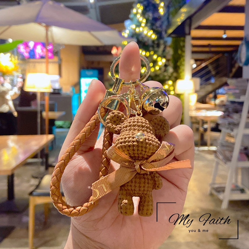 【MY FAITH】可愛蝴蝶結暴力熊吊飾鑰匙圈 裝飾包包 送禮 閨密同款 汽車鑰匙圈 手機吊飾-細節圖5