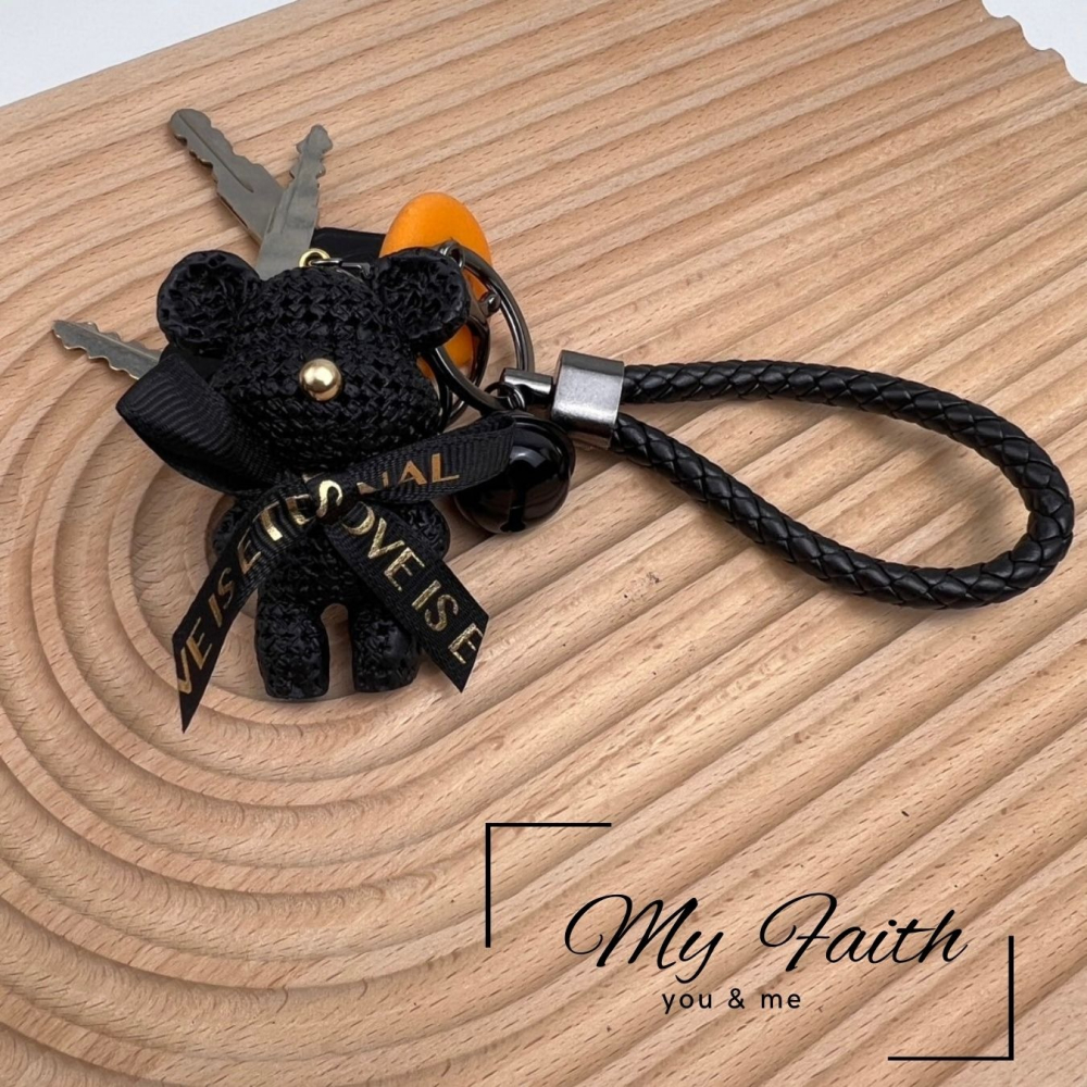 【MY FAITH】可愛蝴蝶結暴力熊吊飾鑰匙圈 裝飾包包 送禮 閨密同款 汽車鑰匙圈 手機吊飾-細節圖7