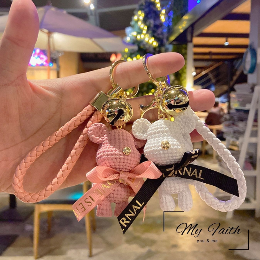 【MY FAITH】可愛蝴蝶結暴力熊吊飾鑰匙圈 裝飾包包 送禮 閨密同款 汽車鑰匙圈 手機吊飾-細節圖8