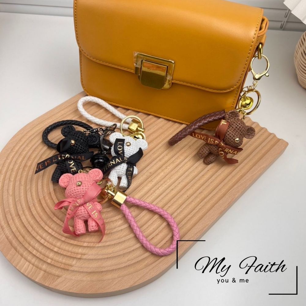 【MY FAITH】可愛蝴蝶結暴力熊吊飾鑰匙圈 裝飾包包 送禮 閨密同款 汽車鑰匙圈 手機吊飾-細節圖9