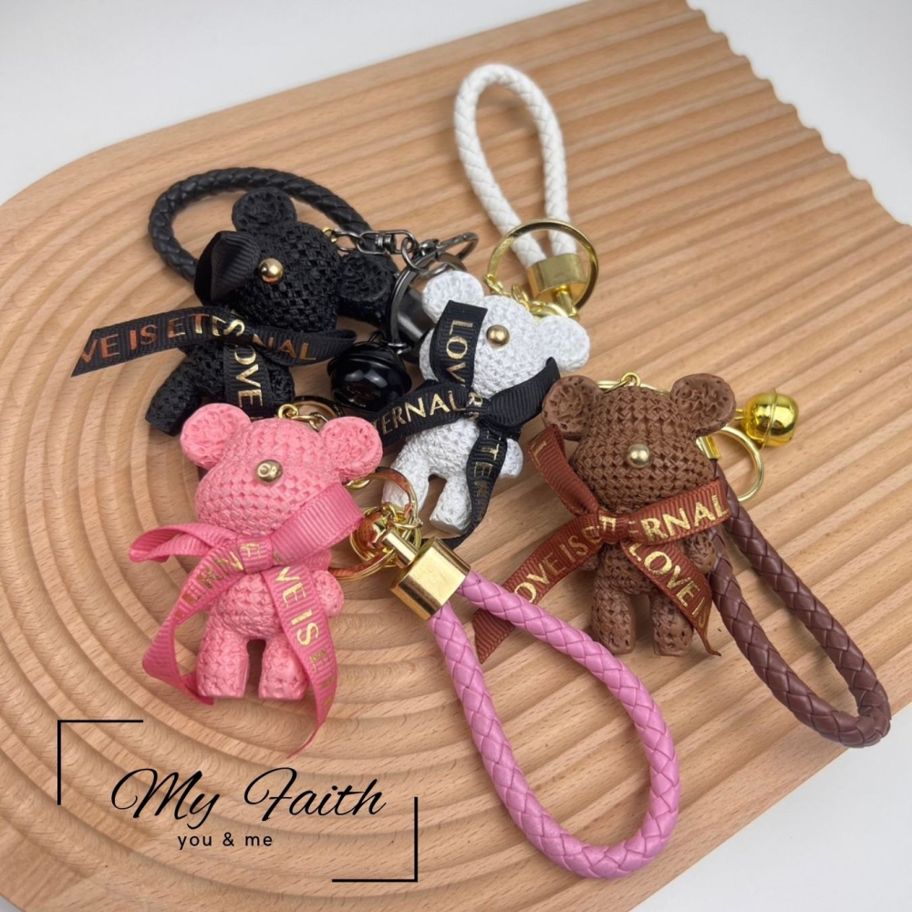 【MY FAITH】可愛蝴蝶結暴力熊吊飾鑰匙圈 裝飾包包 送禮 閨密同款 汽車鑰匙圈 手機吊飾-細節圖10