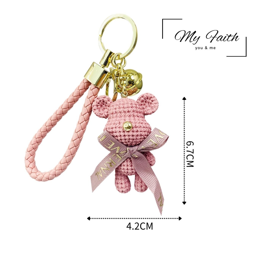【MY FAITH】可愛蝴蝶結暴力熊吊飾鑰匙圈 裝飾包包 送禮 閨密同款 汽車鑰匙圈 手機吊飾-細節圖11