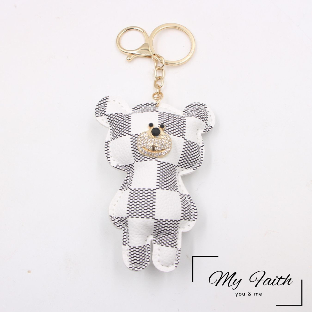 【MY FAITH】水鑽老花熊可愛吊飾鑰匙圈 裝飾包包 送禮 閨密同款 汽車鑰匙圈 手機吊飾-細節圖2