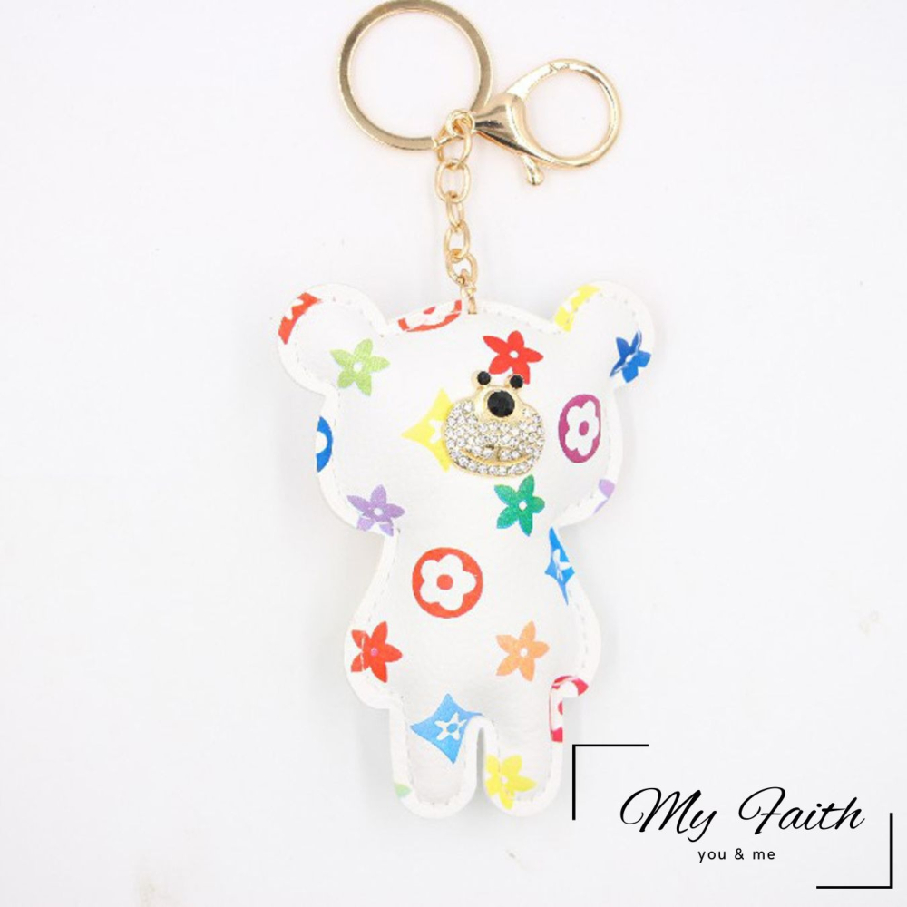 【MY FAITH】水鑽老花熊可愛吊飾鑰匙圈 裝飾包包 送禮 閨密同款 汽車鑰匙圈 手機吊飾-細節圖4