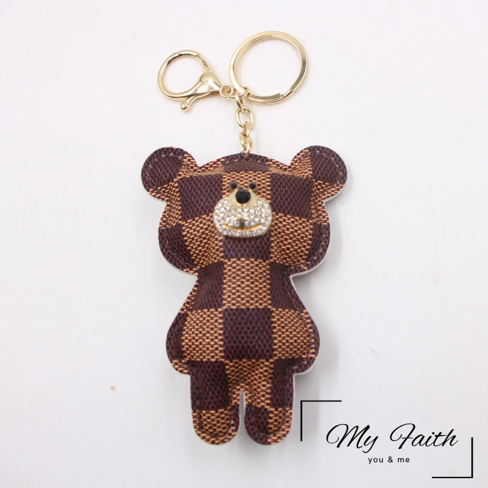 【MY FAITH】水鑽老花熊可愛吊飾鑰匙圈 裝飾包包 送禮 閨密同款 汽車鑰匙圈 手機吊飾-細節圖5