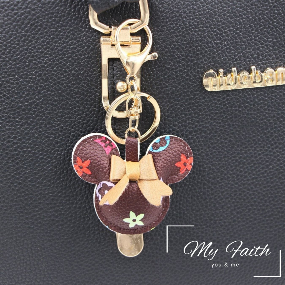 【MY FAITH】老花米奇皮革可愛吊飾鑰匙圈 裝飾包包 送禮 閨密同款 汽車鑰匙圈 手機吊飾-細節圖3