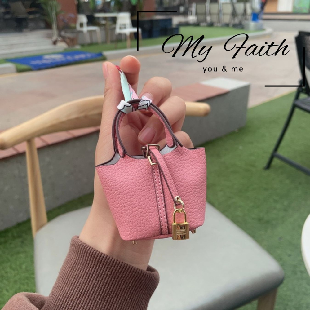 【MY FAITH】菜籃子皮革可愛吊飾鑰匙圈 裝飾包包 送禮 閨密同款 汽車鑰匙圈 零錢包 多功能 手機吊飾-細節圖6