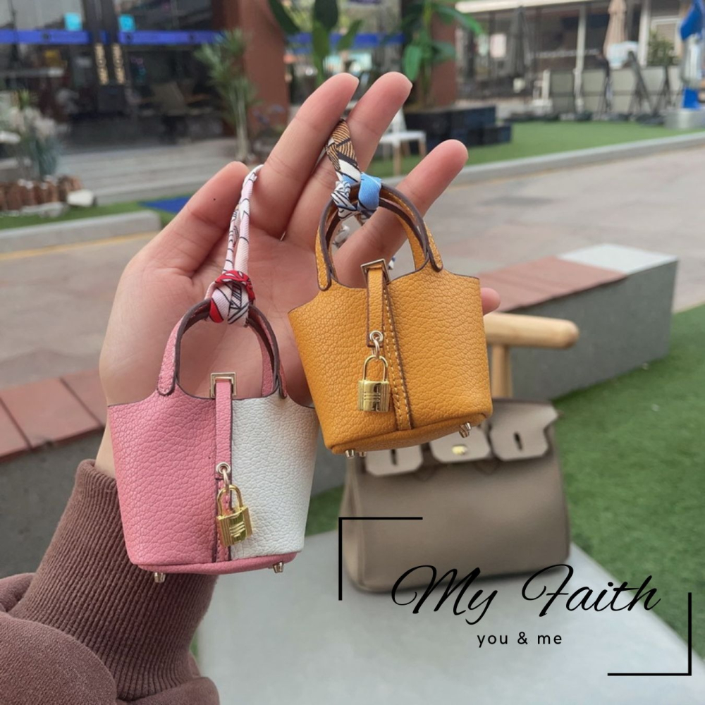 【MY FAITH】菜籃子皮革可愛吊飾鑰匙圈 裝飾包包 送禮 閨密同款 汽車鑰匙圈 零錢包 多功能 手機吊飾-細節圖7