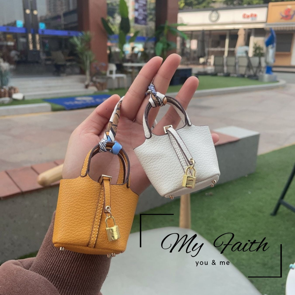 【MY FAITH】菜籃子皮革可愛吊飾鑰匙圈 裝飾包包 送禮 閨密同款 汽車鑰匙圈 零錢包 多功能 手機吊飾-細節圖8