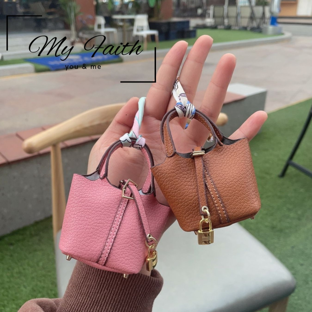 【MY FAITH】菜籃子皮革可愛吊飾鑰匙圈 裝飾包包 送禮 閨密同款 汽車鑰匙圈 零錢包 多功能 手機吊飾-細節圖9