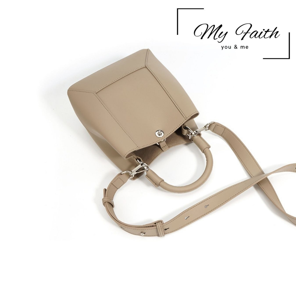 【MY FAITH】韓國真皮精美水桶包 現貨 台灣賣家 高質感 通勤上班 素面純色  腋下包 相機包 INS 媽媽包-細節圖5