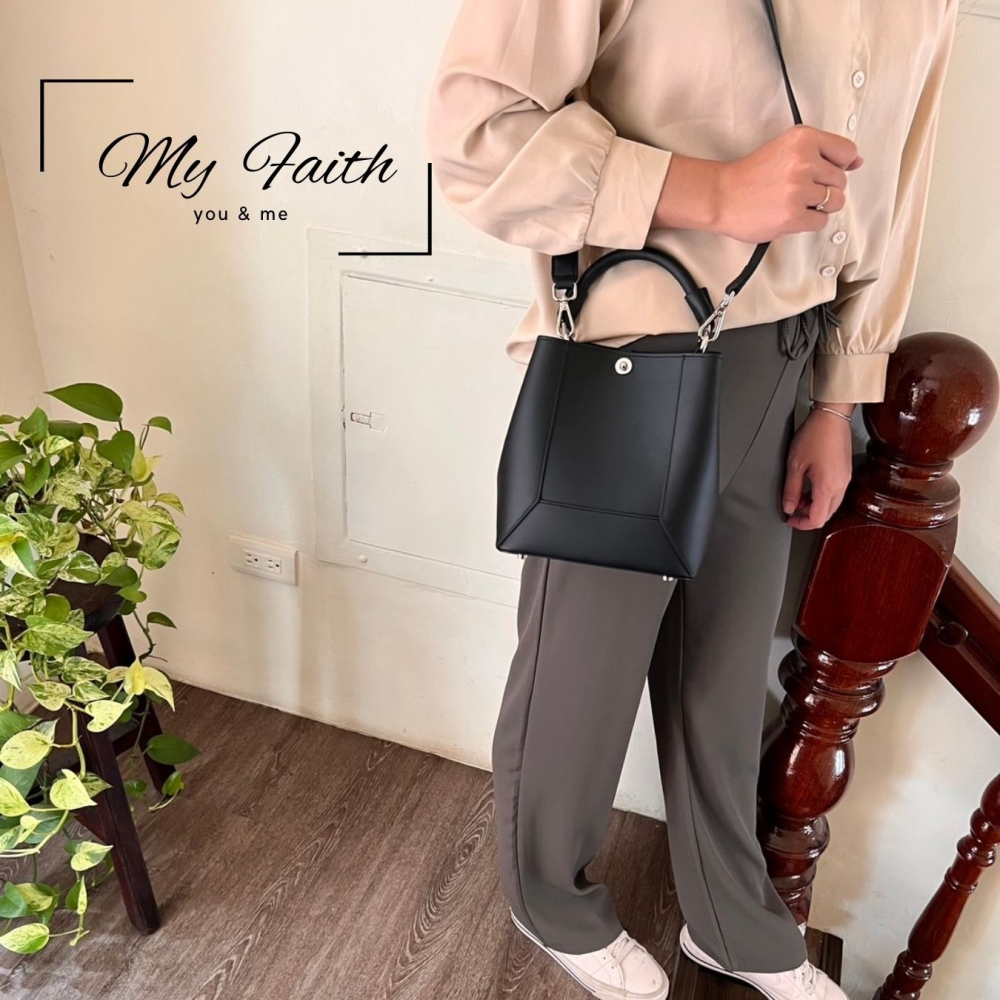 【MY FAITH】韓國真皮精美水桶包 現貨 台灣賣家 高質感 通勤上班 素面純色  腋下包 相機包 INS 媽媽包-細節圖11