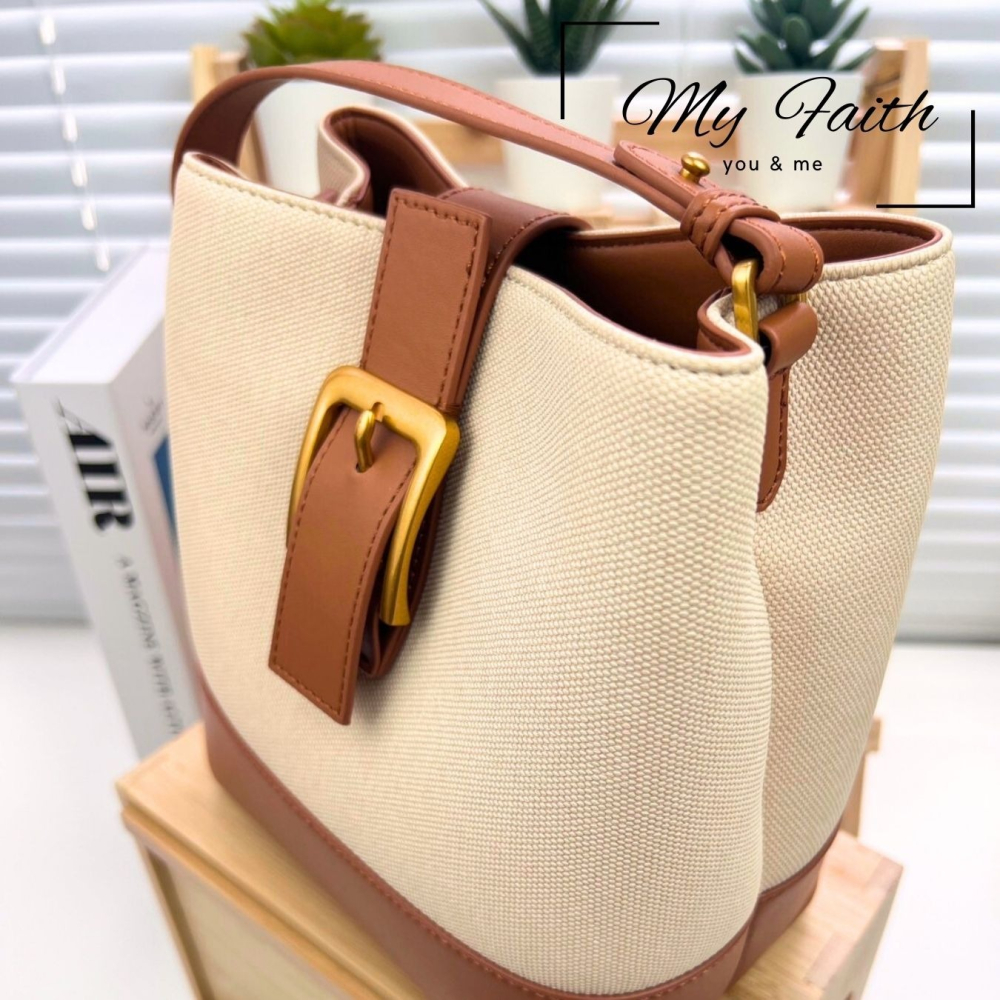 【MY FAITH】韓版真皮柔軟水桶包 現貨 台灣賣家 高質感 通勤上班 素面純色  腋下包 相機包 INS 媽媽包-細節圖5