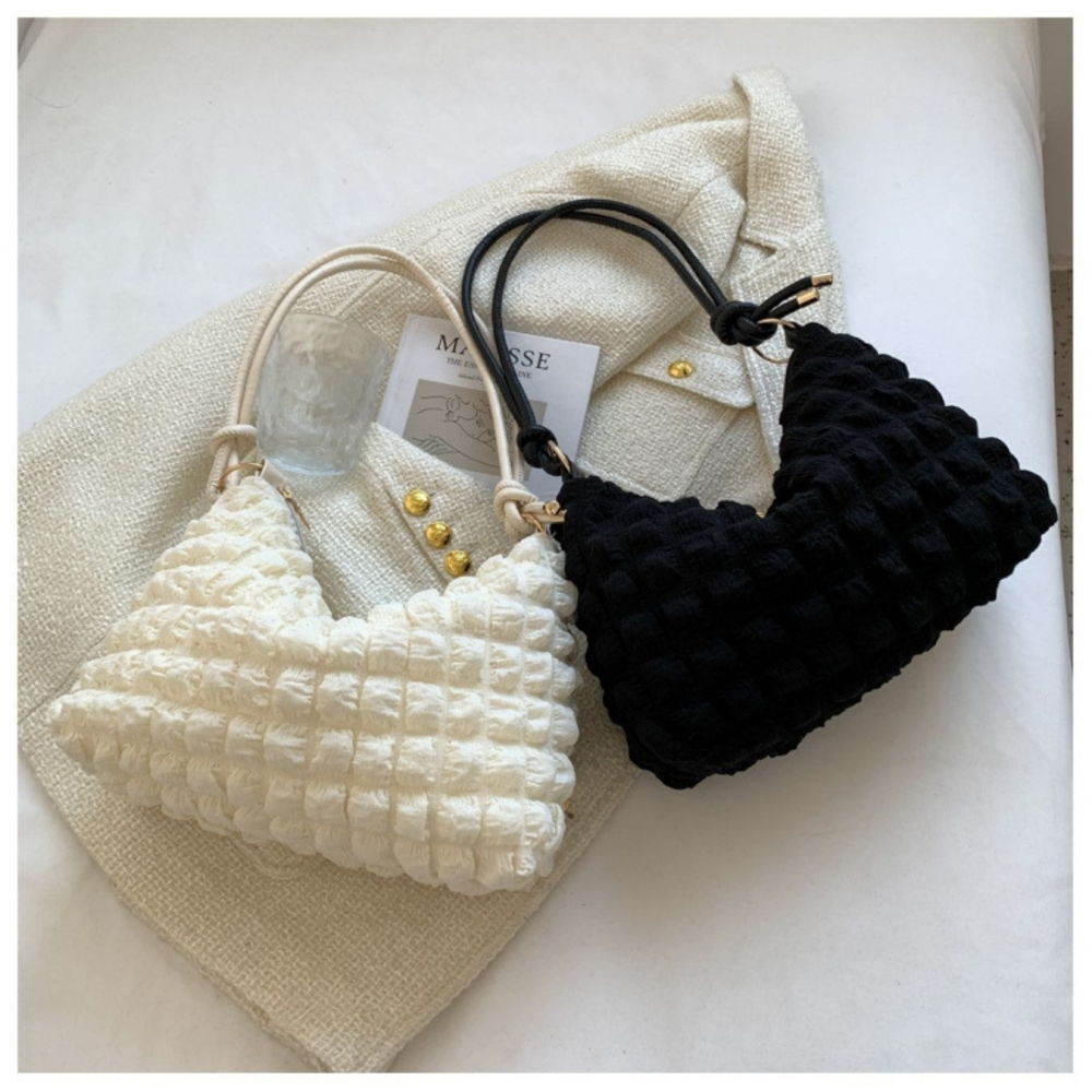 【MY FAITH】韓版泡泡腋下皺褶包 現貨 台灣賣家 高質感 通勤上班 素面純色  腋下包 相機包 INS-細節圖8