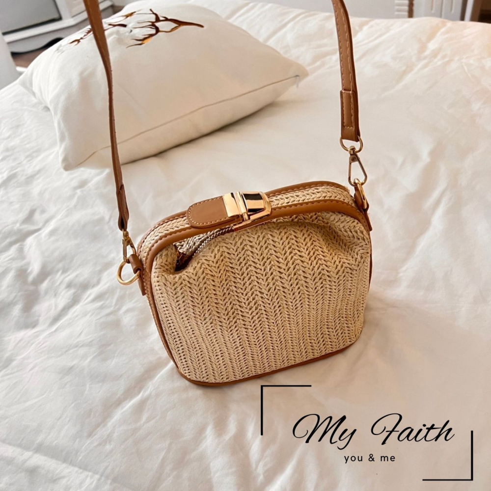 【MY FAITH】泰國迷你編織包 現貨 台灣賣家 高質感 通勤上班 素面純色  腋下包 相機包 INS 小方包-細節圖3