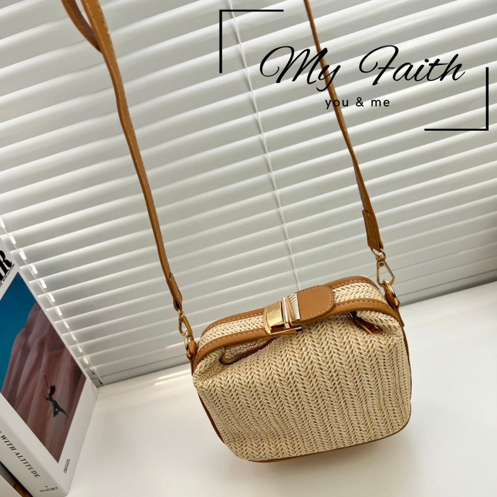 【MY FAITH】泰國迷你編織包 現貨 台灣賣家 高質感 通勤上班 素面純色  腋下包 相機包 INS 小方包-細節圖4