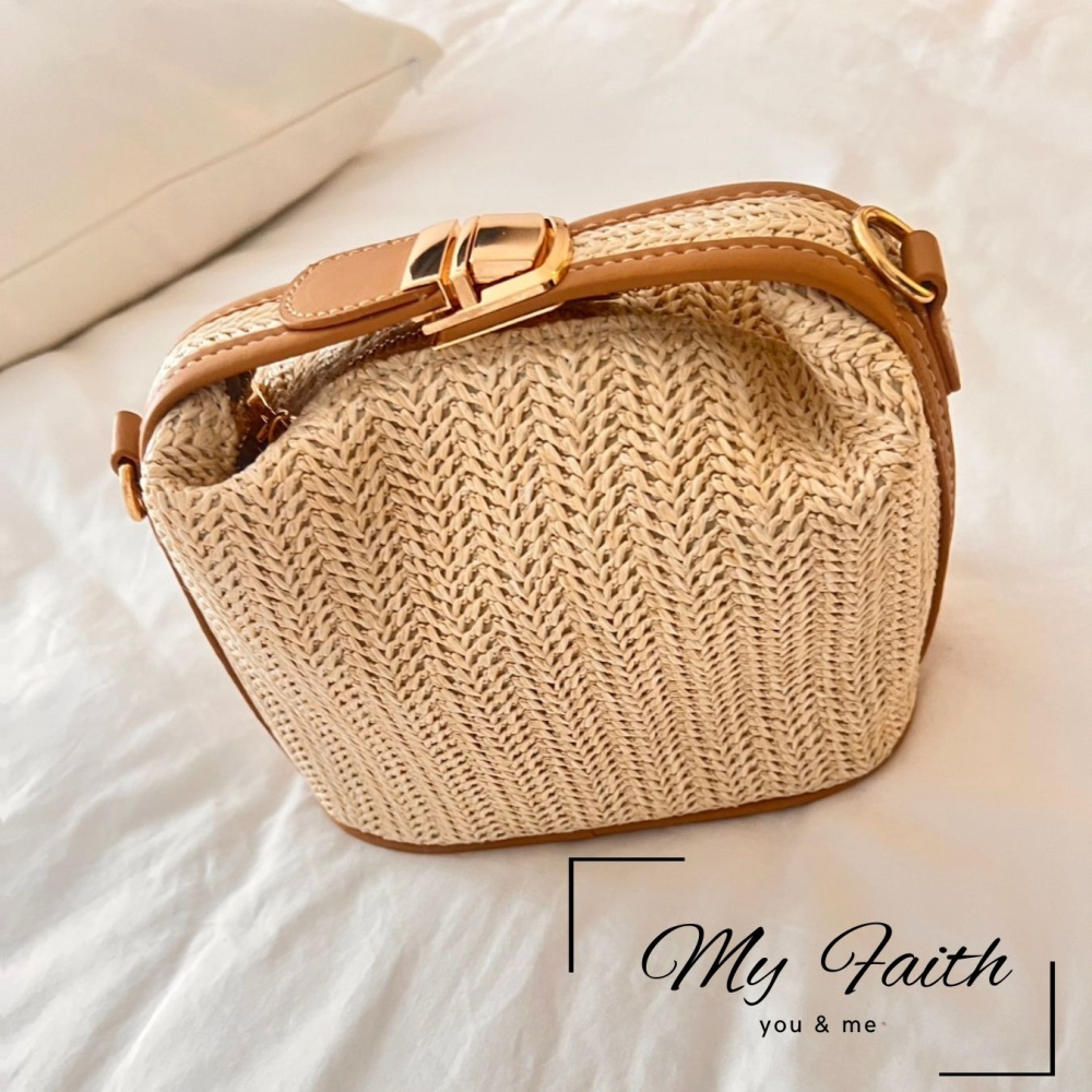 【MY FAITH】泰國迷你編織包 現貨 台灣賣家 高質感 通勤上班 素面純色  腋下包 相機包 INS 小方包-細節圖5