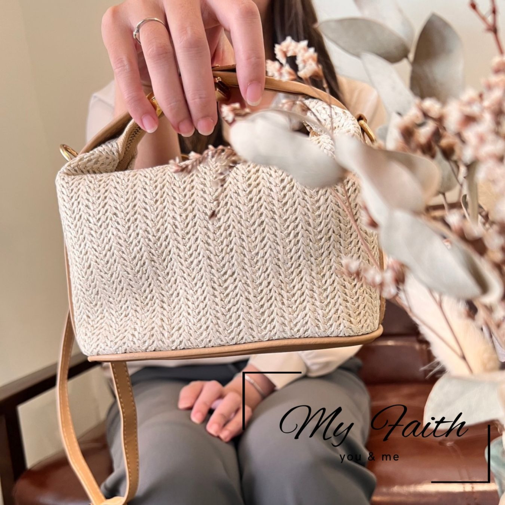 【MY FAITH】泰國迷你編織包 現貨 台灣賣家 高質感 通勤上班 素面純色  腋下包 相機包 INS 小方包-細節圖11