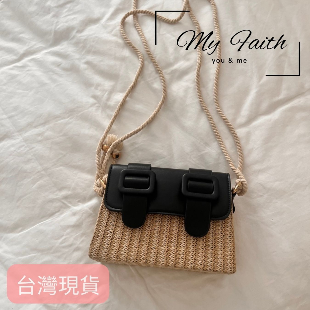 【MY FAITH】泰國藤蔓編織包 現貨 台灣賣家 高質感 通勤上班 素面純色  腋下包 相機包 INS 小方包-細節圖4
