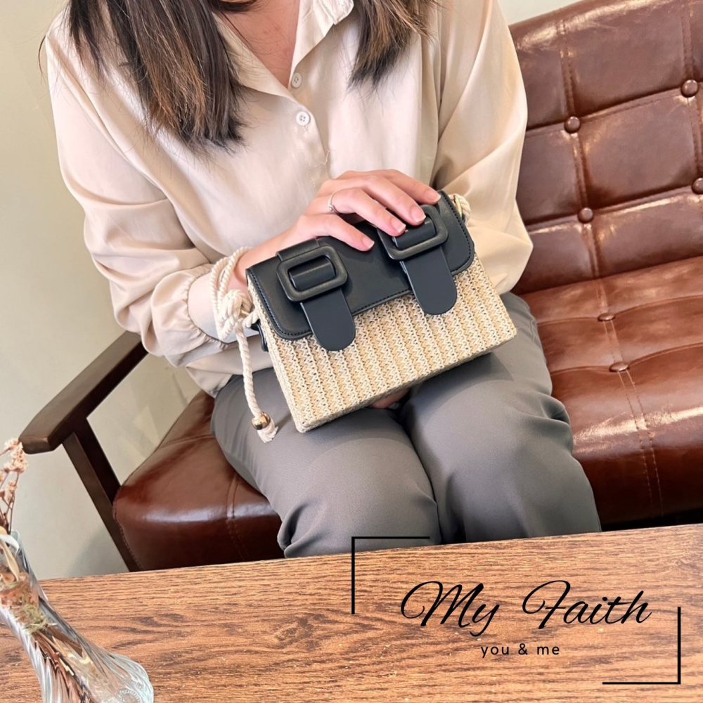 【MY FAITH】泰國藤蔓編織包 現貨 台灣賣家 高質感 通勤上班 素面純色  腋下包 相機包 INS 小方包-細節圖11