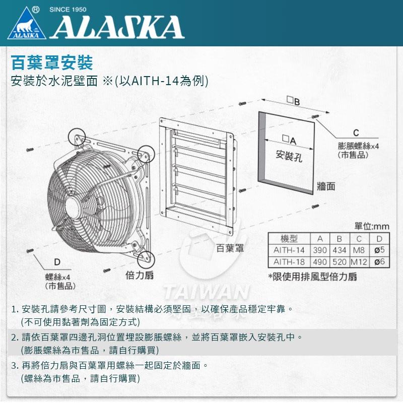 🔥現貨秒出🔥阿拉斯加 ITH-14 倍力扇 專用 排風百葉罩 空氣排出型 遮雨罩 防雨罩 排風扇 廠房 工業 擋雨板-細節圖4