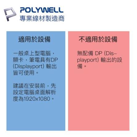 🔥現貨免運🔥POLYWELL寶利威爾 DP轉VGA 訊號轉換器 FHD 1080P DP VGA 轉接線 轉接頭-細節圖6