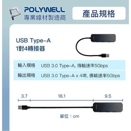 🔥現貨免運🔥POLYWELL寶利威爾 USB3.0 擴充埠 4埠 4 Port HUB 5Gbps-細節圖6