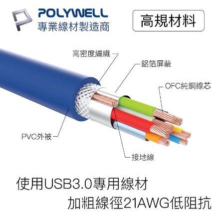 🔥現貨免運🔥POLYWELL寶利威爾 USB3.0 Type-A公對Micro-B公 25公分~2米 傳輸線 5Gbps-細節圖4