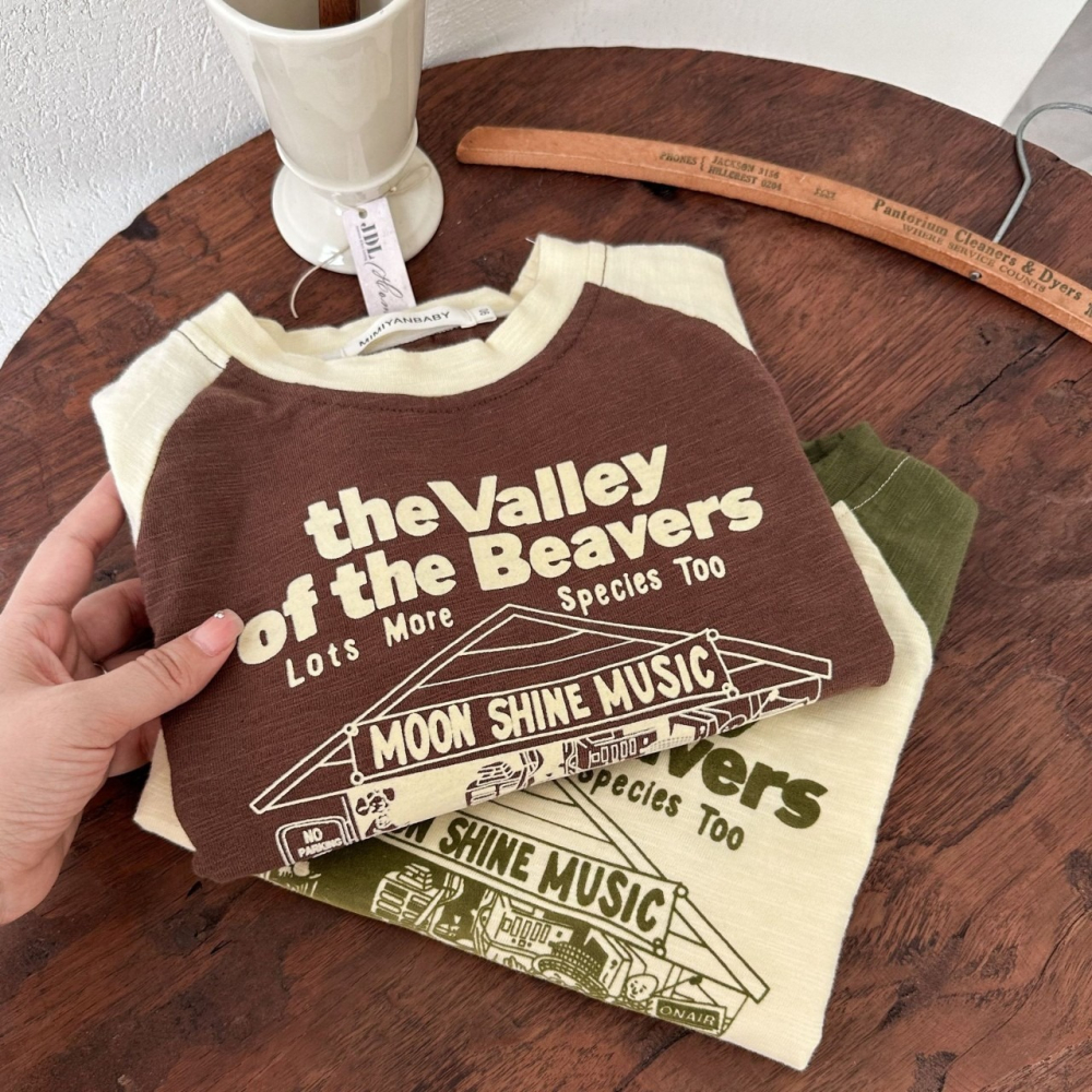 童裝  卡通印花撞色長袖T恤-細節圖3