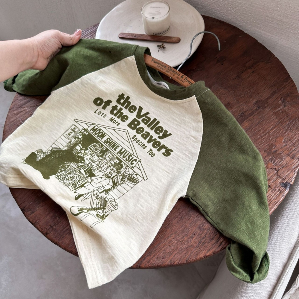 童裝  卡通印花撞色長袖T恤-細節圖4