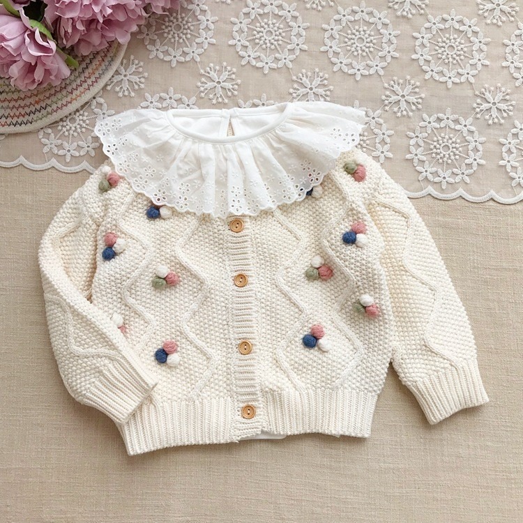 童裝  可愛彩球針織外套-細節圖2