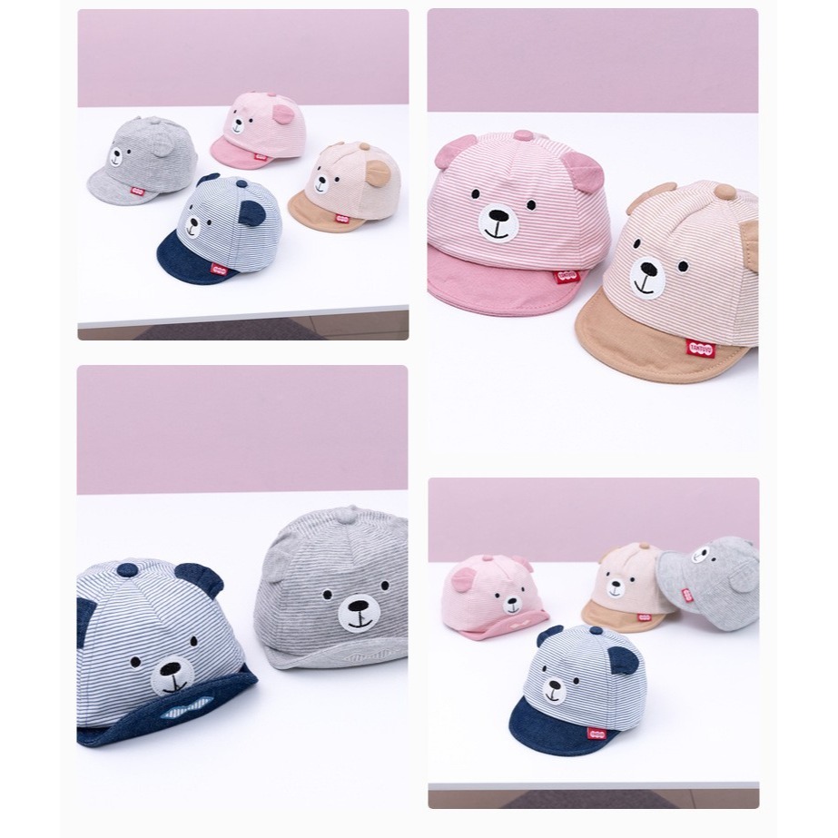 童裝  條紋可愛熊造型帽-細節圖2