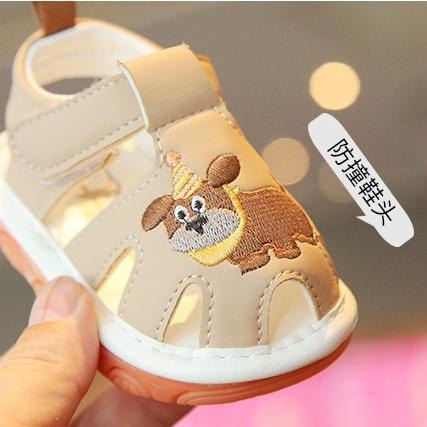 ↖快速出貨↗ 可愛生日帽小狗啾啾鞋 學步鞋  包頭涼鞋會叫叫鞋 嬰兒學步鞋 男女寶寶 軟底防滑 逼逼鞋走路會嗶嗶-細節圖5