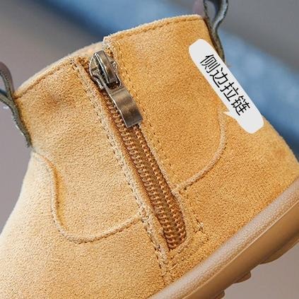 ↖快速出貨↗ 韓風麂皮加絨短靴 膠軟底學步鞋 防滑鞋底 休閒短靴 周歲 布鞋 學走不掉鞋 寶寶靴子 馬丁靴-細節圖7