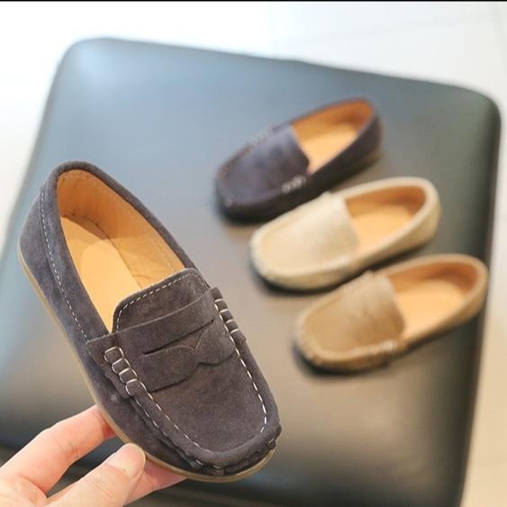 ↖快速出貨↗ 韓風麂皮豆豆鞋軟底中小童 單鞋 套腳寶寶 一腳蹬懶人童鞋 嬰兒學走鞋 學步鞋 樂福鞋童鞋-細節圖4