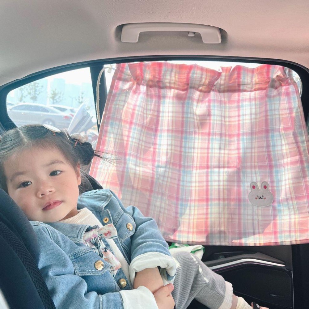 ↖快速出貨↗   韓國ins風小熊 汽車窗簾 防曬簾 寶寶防曬隔熱擋光車簾 遮陽簾棉 吸盤式窗簾-細節圖2
