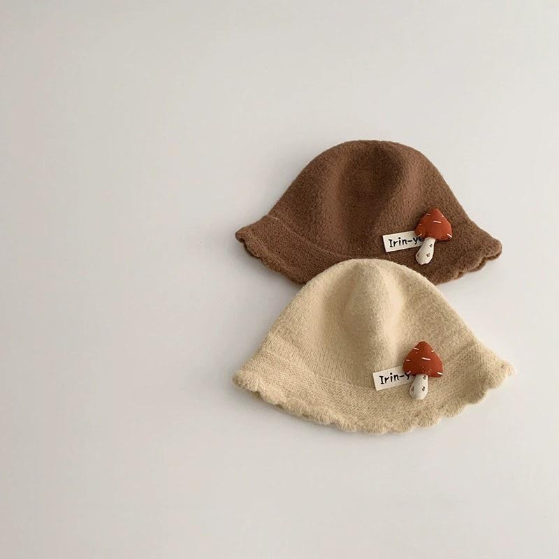 ↖快速出貨↗韓風Ig 韓系女童保暖防風針織毛線帽 蕾絲綁帶 女寶寶 漁夫帽 香菇-細節圖3