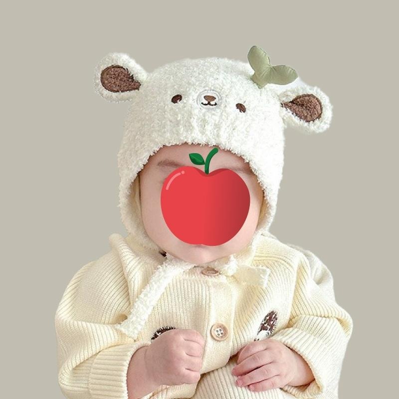 ↖快速出貨↗嬰兒帽秋冬季動物保暖加厚針織護耳毛絨帽 男女寶寶可愛小月齡毛線帽-細節圖2