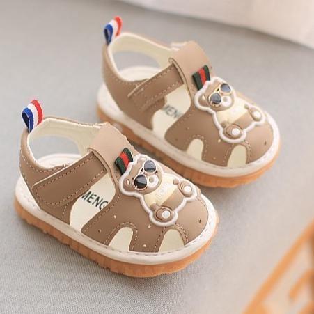 ↖快速出貨↗ 雷朋小熊啾啾學步鞋  包頭涼鞋會叫叫鞋 嬰兒學步鞋 男女寶寶 軟底防滑 逼逼鞋走路會嗶嗶-細節圖4