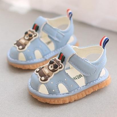 ↖快速出貨↗ 雷朋小熊啾啾學步鞋  包頭涼鞋會叫叫鞋 嬰兒學步鞋 男女寶寶 軟底防滑 逼逼鞋走路會嗶嗶-細節圖5