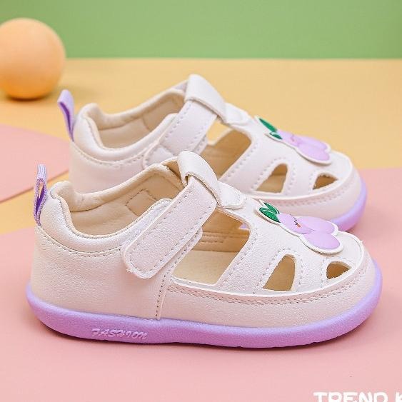 ↖快速出貨↗ 日韓系女童水果兒童學步涼鞋 幼兒包頭護趾便鞋 幼兒園機能包頭學步鞋 防滑膠底學走鞋-細節圖4