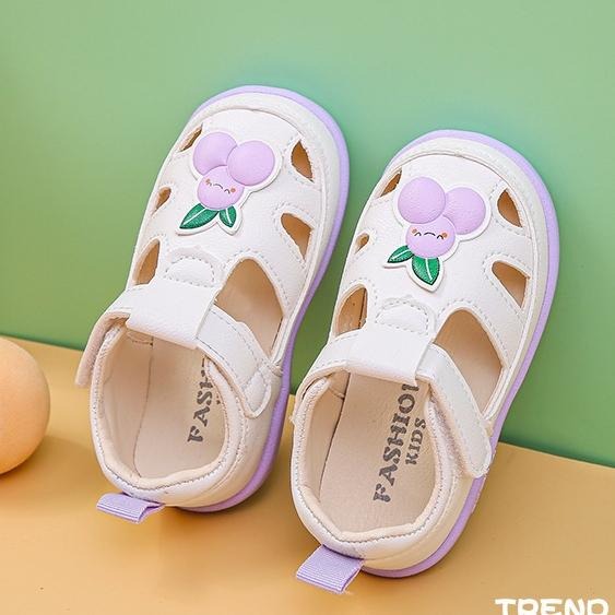 ↖快速出貨↗ 日韓系女童水果兒童學步涼鞋 幼兒包頭護趾便鞋 幼兒園機能包頭學步鞋 防滑膠底學走鞋-細節圖6