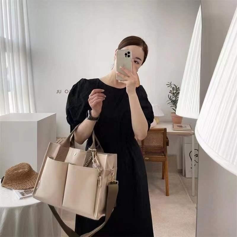 ↖快速出貨↗韓國IG風媽咪大容量超多隔層媽媽包 手提斜肩包  母嬰包 百搭購物袋 帆布手提托特包 寬版背帶-細節圖4