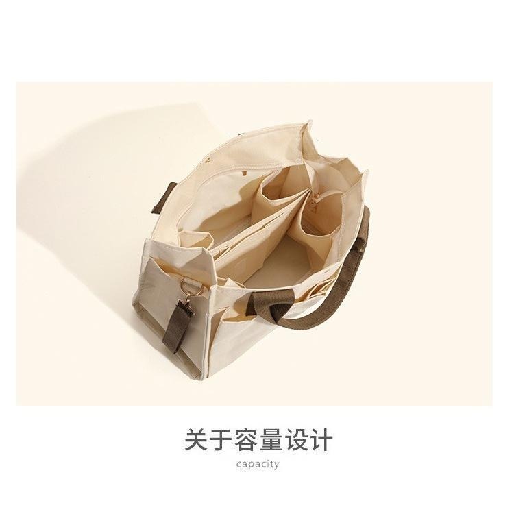 ↖快速出貨↗韓國IG風媽咪大容量超多隔層媽媽包 手提斜肩包  母嬰包 百搭購物袋 帆布手提托特包 寬版背帶-細節圖9